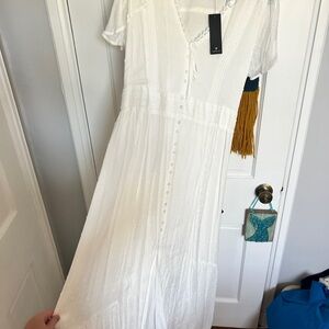 Lulus white Swiss dot dress. Large.